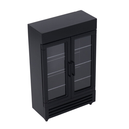 (Black) Mini-Kühlschrank 1:12 Puppenhaus rot tragbar 2