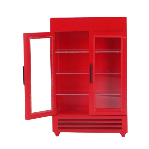 (Red) Mini-Kühlschrank 1:12 Puppenhaus rot tragbar 1