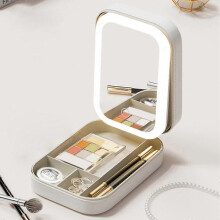 Makeup Bag with Led Mirror, Portable Makeup Storage Bag with Makeup Brushes Storage Organizer for Travel