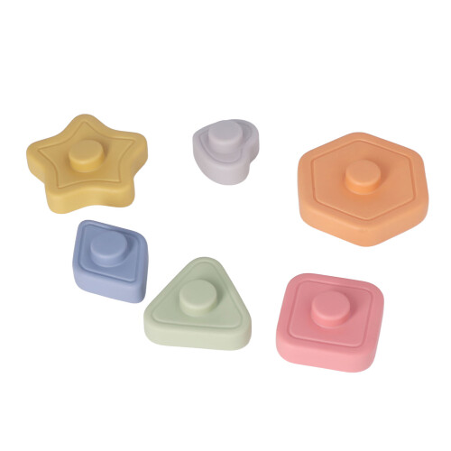 6 PCS Soft Stacking Towers Colorful Educational Toy for Babies 2