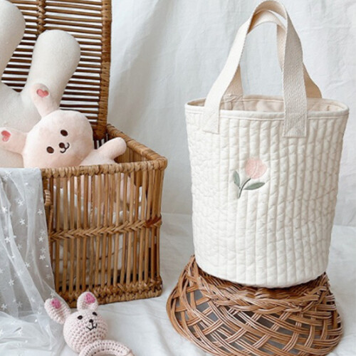 (Big Tulip Pattern) Baby Bottle Storage Cotton Diaper Caddy