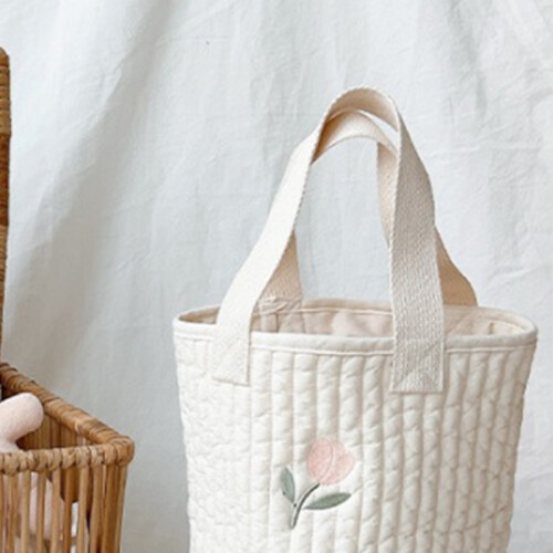 (Big Tulip Pattern) Baby Bottle Storage Cotton Diaper Caddy 1