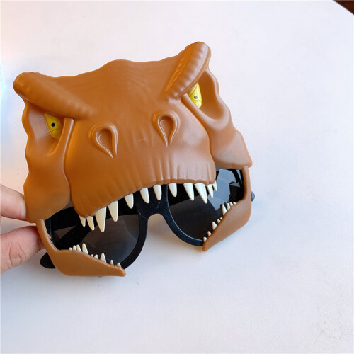 (Brown Dinosaur) Grappige Cartoon Dino Bril Kinderfeestje Grijs 1