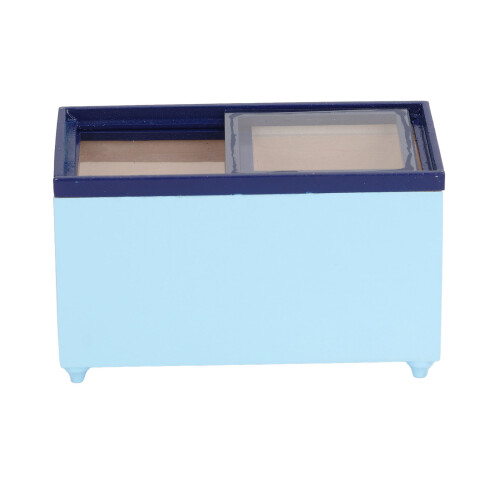 (Blue) 1/12 Dollhouse Refrigerator Horizontal Mini Kitchen Fridge Blue