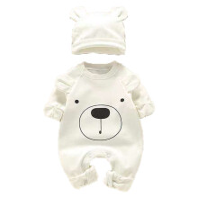 (White 28.7in) Baby-Strampler Bär Druck Schnappverschluss Weiß 73cm