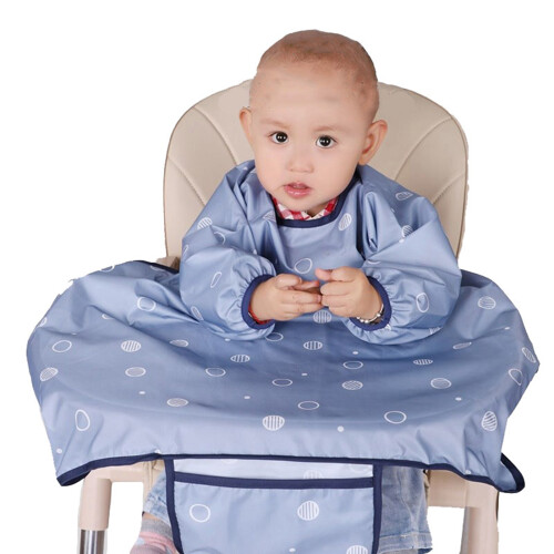 (Blue with Storage Bag) Baby Feeding Bibs Cute Pattern Blue with Storage Bag