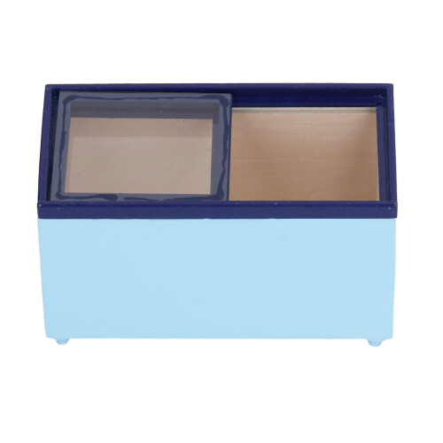 (Blue) 1/12 Dollhouse Refrigerator Horizontal Mini Kitchen Fridge Blue 1