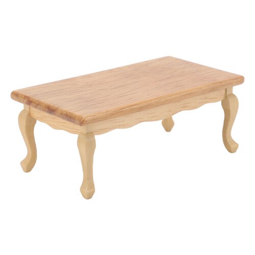 Dollhouse Coffee Table 1:12 Birch Wood Rectangular 2