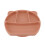 (Brown) Silicone 3-compartment toddler bowl with fork & spoon, brown 3