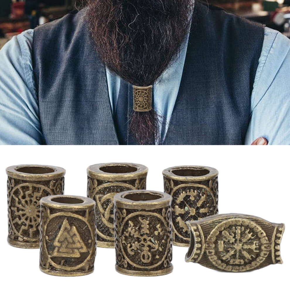 Unisex Cyan 6Pcs Alloy Retro Hair Beard Beads For Braiding,