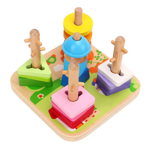 Wooden Peg Puzzle Color Sorting Stacking Toy 2