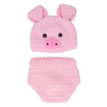 (Pink) Süßes Tier-Babyfoto-Kostüm aus Wolle, Dunkelgrau