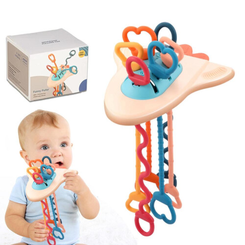 Baby Sensory Toys Spaceship Silicone Pull Activity Gift