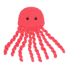 (Watermelon Red) Handgefertigter Octopus-Strickhut Baby Rot