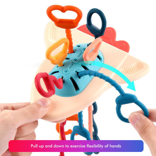 Baby Sensory Toys Spaceship Silicone Pull Activity Gift 2