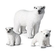3x Realistic Polar Bear Plastic Animal Figures