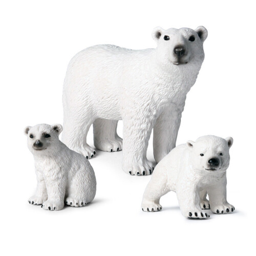 3x Realistic Polar Bear Plastic Animal Figures