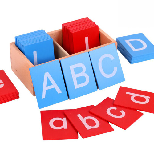 Kids Double Lettered Sandpaper Board Red Blue Case