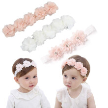 3x Babygirl-Band mit Haarschleife, elastisch