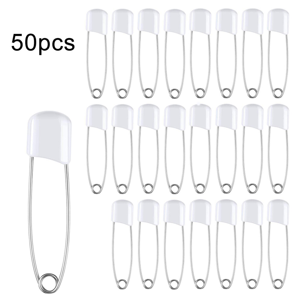 50pcs Stainless Steel Safety Pins with Lock for Baby