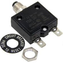 (18A) 125-250V AC 50V DC Push Button Circuit Breaker 15Amp Thermal Overload Protector L1 Series Manual Reset Thermal Circuit Breaker 15A-2025-ss