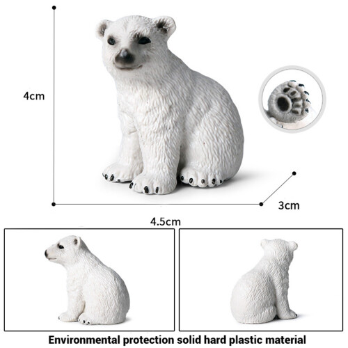 3x Realistic Polar Bear Plastic Animal Figures 2