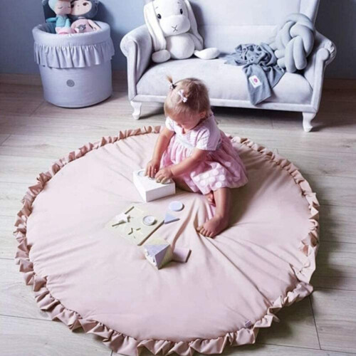 Baby-Baumwoll-Krabbeldecke, runde weiche Spielmatte 2