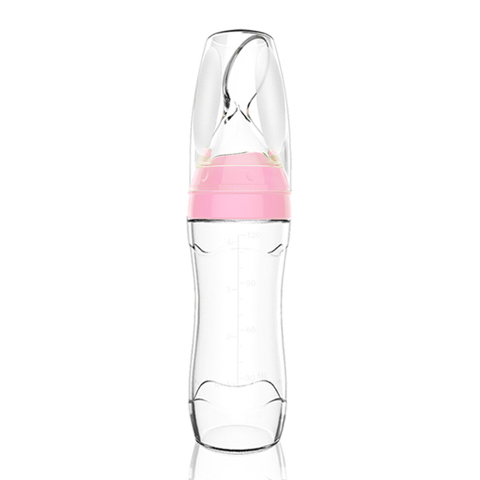Baby Silicone Squeeze Feeding Bottle with Spoon