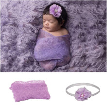 2-teiliges Baby-Fotoprop-Set: Decke, Wellenmuster & Stirnband