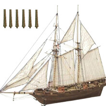 7-delig Bronzen Houten Zeilboot DIY Model Kit