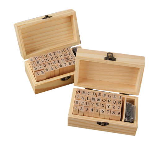 Holz-Alphabet-Nummer-Stempel Set 2