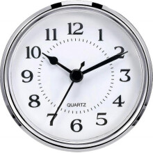 3-1/2 Inch (90 Mm) Quartz Clock Fit-up/insert with Arabic Numeral, Quartz Movement (silver Rim)-2025-ss