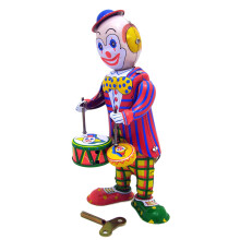 Vintage Aufziehtrommel-Circus-Klown-Roboter Uhrwerk-Spielzeug