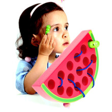 Houten Veterspeelgoed Fruitwurm Eet Appels