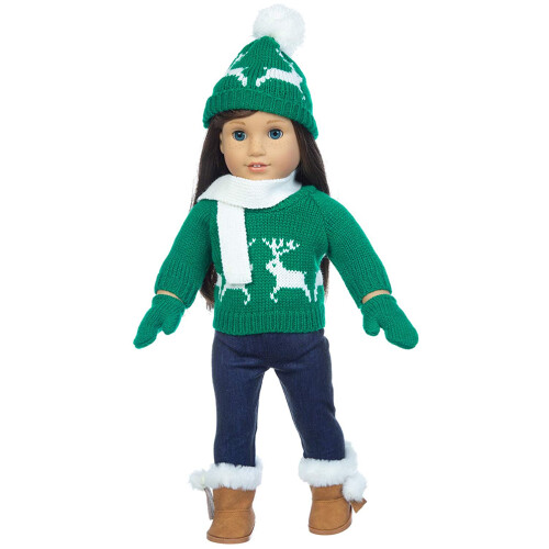 Puppenwinterkleidung Pullover Hose Schal Handschuhe 1