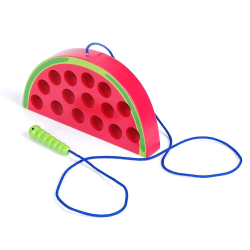 Houten Veterspeelgoed Fruitwurm Eet Appels 1