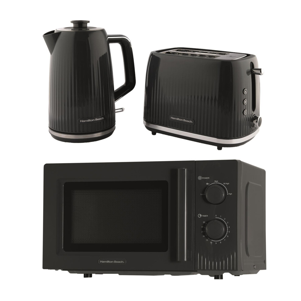 Hamilton Beach Grey Kettle, Toaster & Microwave Set, Miami Collection By