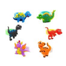 6x-süße-Karikatur-Dinosaurier-PVC-Ringe-Kinder-Geschenk