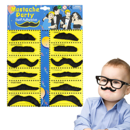 12 Stück Party-Maskerade-Aufkleber-Bart und Schnurrbart Set