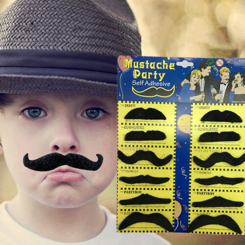 12 Stück Party-Maskerade-Aufkleber-Bart und Schnurrbart Set 1