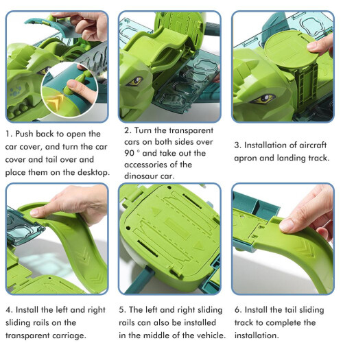 Pull Back Dinosaur Airplane Track Toy Kids Cargo Plane Play Gift 2