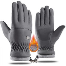 Winter Ski-Gloves for Men-Women Non-Slip-Plus-Velvet-Thickened Mitt Water-Resistant Cold-Weather Touchscreen-Cycling-Gloves M  Grey  Medium