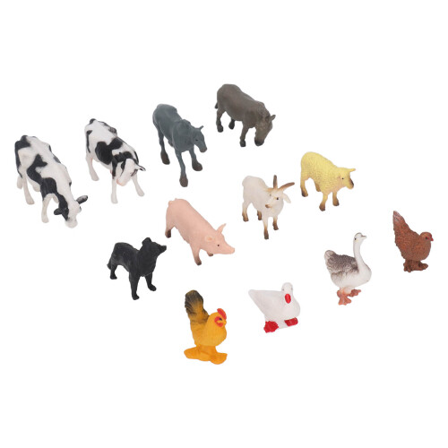 12 Mini-Tiermodelle, pädagogisch, realistisch, Bauernhof-Set, 3+ 2