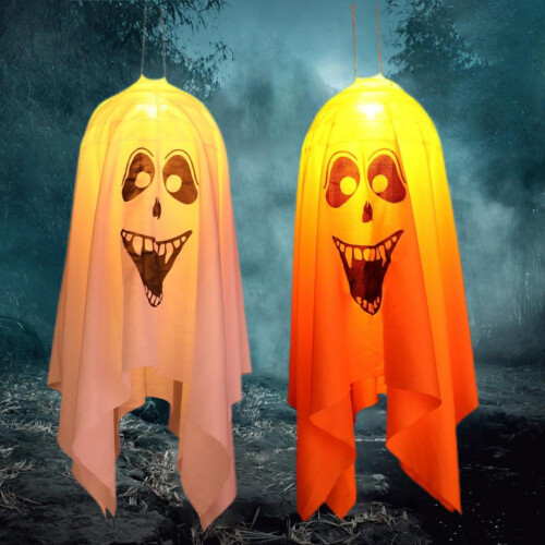 2x Halloween-Geist mit LED-Licht Garten Deko 1