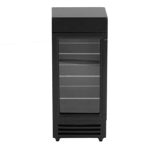 (Black) Vertikalkühlschrank 1:12 Holz DIY Rot 2
