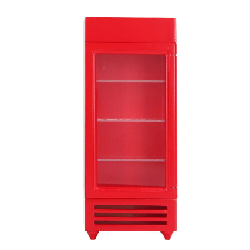 (Red) Vertikalkühlschrank 1:12 Holz DIY Rot 1