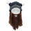2 PCS Handmade Funny Horns Hat Beard Removable Crochet-S Brown 1
