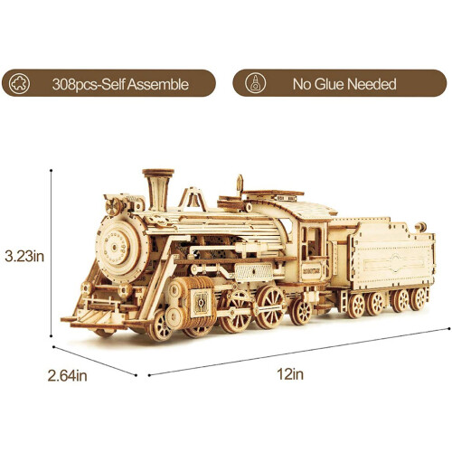 Houten Mechanische Trein 3D Puzzel 1
