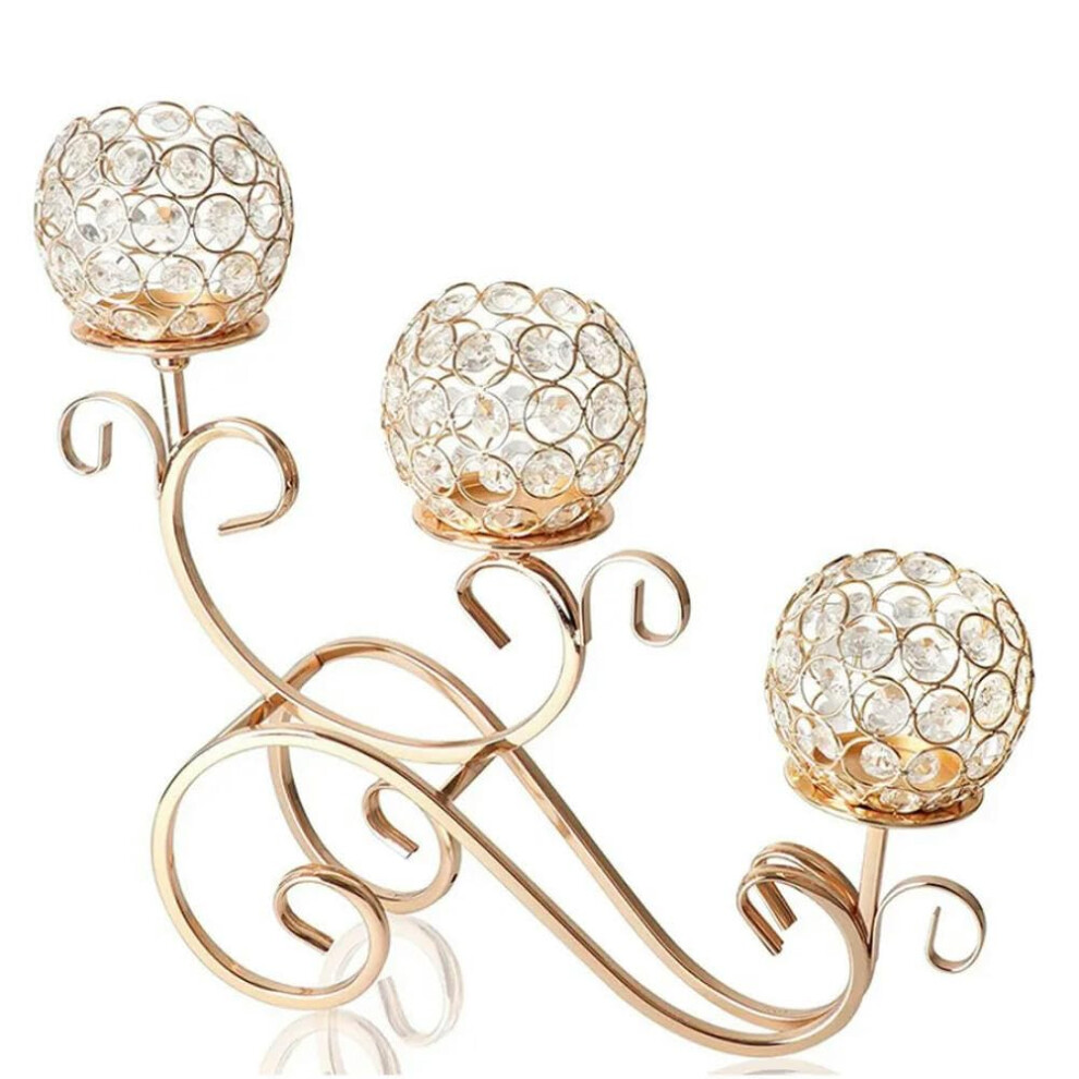 Golden Crystal Candle Holder Votive Candle Holder Candelabra Vintage Table Centerpiece Crystal Candlestick-image-OPC-PMMNNQW-NEW