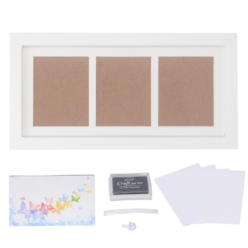 Baby Handprint Kit White Frame Black Ink DIY